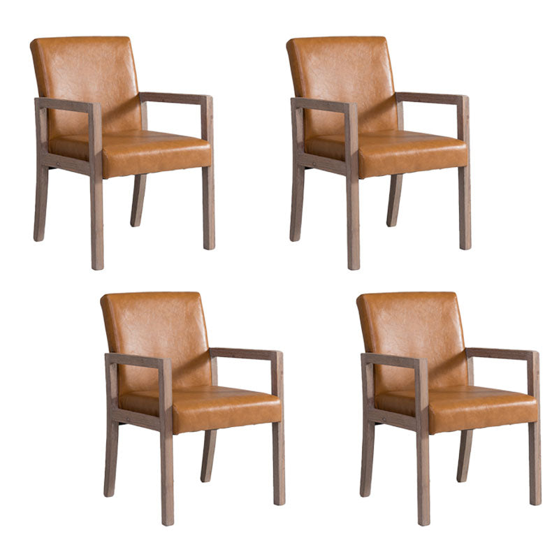 Farmhouse Restaurant Upholstered Arm Chair Matte Finish Solid Back Dining Chair Orange Set of 4 Clearhalo ' kitchen&dining_furn' 'Dining Chairs' 'Dining Tables & Seating' 'dining_chair' 'Furniture' 'furniture_dining_chair' 'Kitchen & Dining Furniture' 'kitchen' 4680602