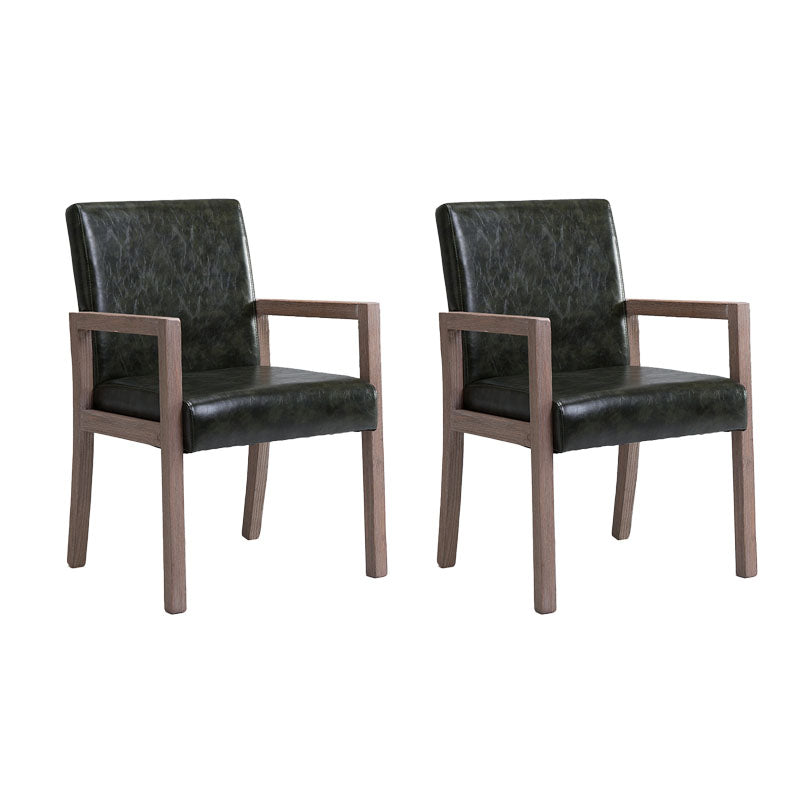 Farmhouse Restaurant Upholstered Arm Chair Matte Finish Solid Back Dining Chair Blackish Green Set of 2 Clearhalo ' kitchen&dining_furn' 'Dining Chairs' 'Dining Tables & Seating' 'dining_chair' 'Furniture' 'furniture_dining_chair' 'Kitchen & Dining Furniture' 'kitchen' 4680603