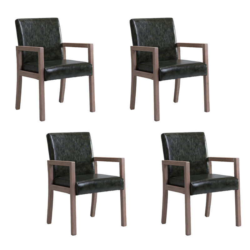 Farmhouse Restaurant Upholstered Arm Chair Matte Finish Solid Back Dining Chair Blackish Green Set of 4 Clearhalo ' kitchen&dining_furn' 'Dining Chairs' 'Dining Tables & Seating' 'dining_chair' 'Furniture' 'furniture_dining_chair' 'Kitchen & Dining Furniture' 'kitchen' 4680604