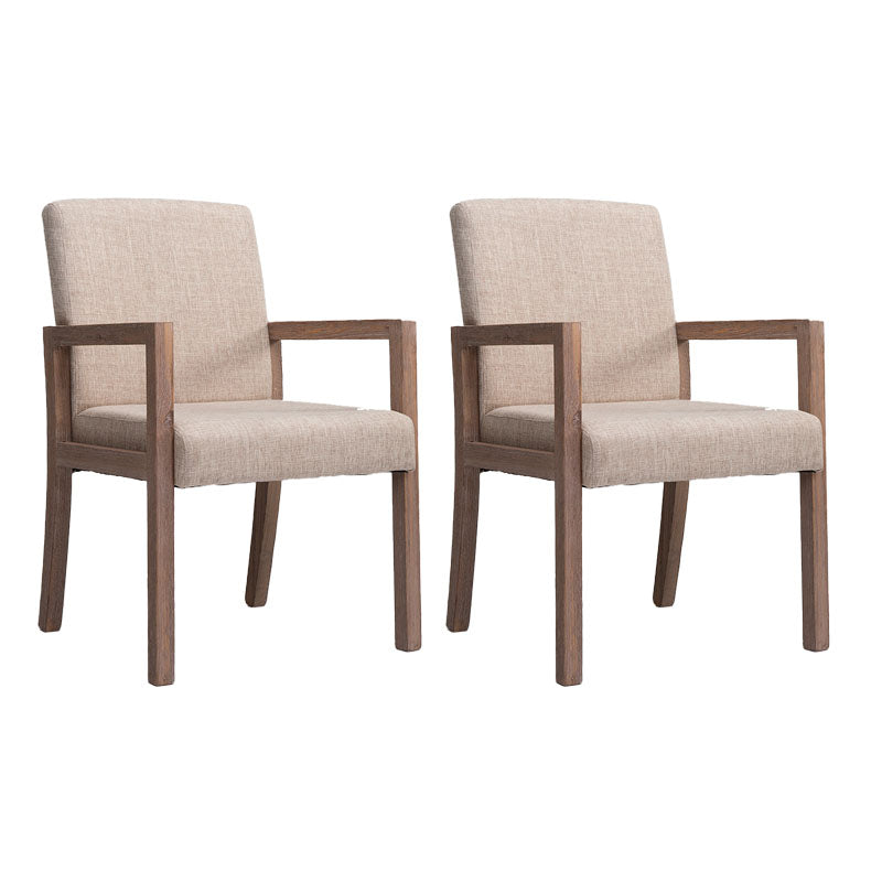 Farmhouse Restaurant Upholstered Arm Chair Matte Finish Solid Back Dining Chair Beige Set of 2 Clearhalo ' kitchen&dining_furn' 'Dining Chairs' 'Dining Tables & Seating' 'dining_chair' 'Furniture' 'furniture_dining_chair' 'Kitchen & Dining Furniture' 'kitchen' 4680607