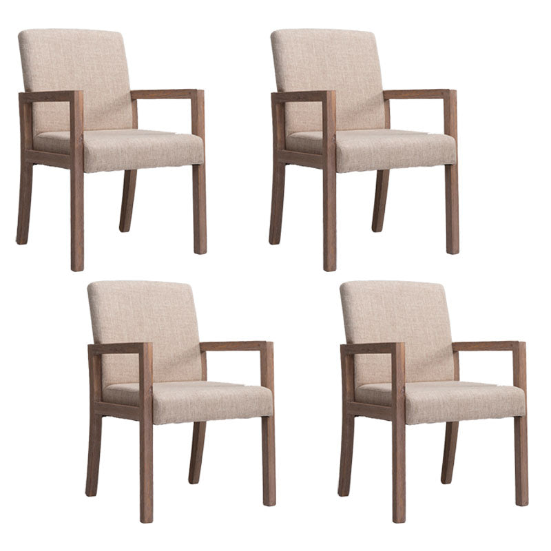 Farmhouse Restaurant Upholstered Arm Chair Matte Finish Solid Back Dining Chair Beige Set of 4 Clearhalo ' kitchen&dining_furn' 'Dining Chairs' 'Dining Tables & Seating' 'dining_chair' 'Furniture' 'furniture_dining_chair' 'Kitchen & Dining Furniture' 'kitchen' 4680608