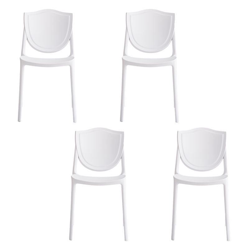 Scandinavian Armless Open Back Chairs Plastic Dining Chairs for Home Use White 4 Piece Set Clearhalo ' kitchen&dining_furn' 'Dining Chairs' 'Dining Tables & Seating' 'dining_chair' 'furn' 'furn_dining_chair' 'Furniture' 'furniture_dining_chair' 'Kitchen & Dining Furniture' 'kitchen' 4680694