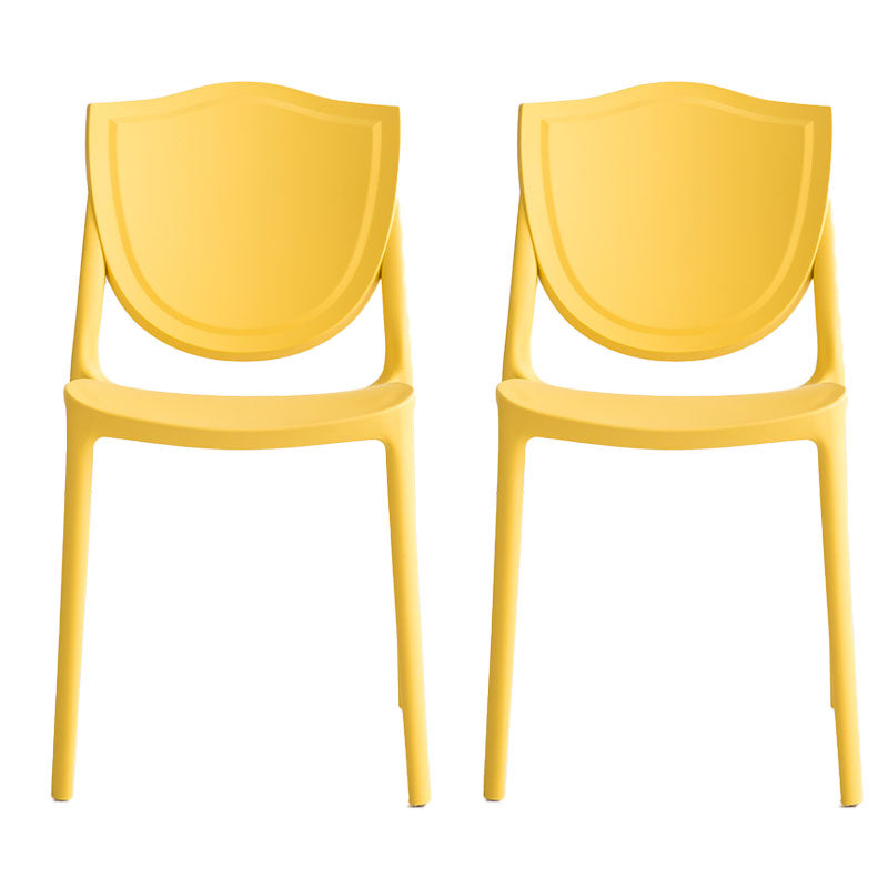 Scandinavian Armless Open Back Chairs Plastic Dining Chairs for Home Use Yellow 2 Piece Set Clearhalo ' kitchen&dining_furn' 'Dining Chairs' 'Dining Tables & Seating' 'dining_chair' 'furn' 'furn_dining_chair' 'Furniture' 'furniture_dining_chair' 'Kitchen & Dining Furniture' 'kitchen' 4680699