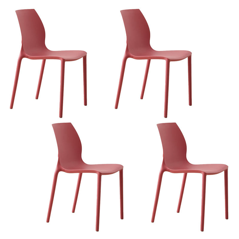 Modern Style Stackable Chairs Dining Armless Chair with Plastic Legs for Kitchen Red Set of 4 Clearhalo ' kitchen&dining_furn' 'Dining Chairs' 'Dining Tables & Seating' 'dining_chair' 'Furniture' 'furniture_dining_chair' 'Kitchen & Dining Furniture' 'kitchen' 4680705