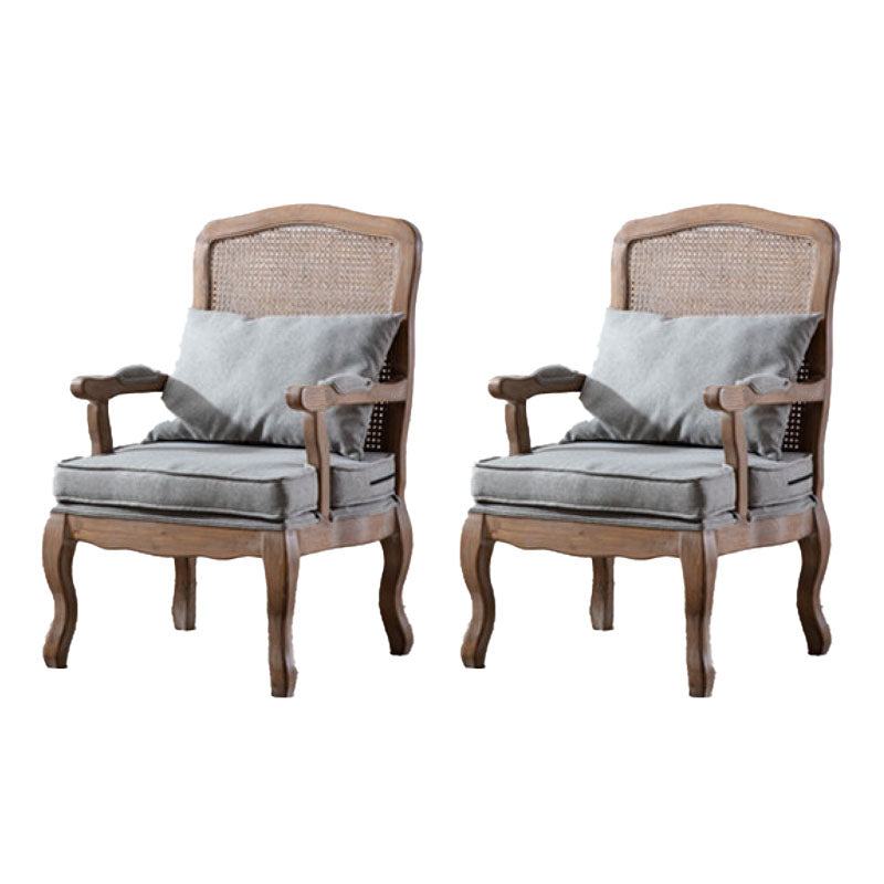 Farmhouse Bedroom Fabric Arm Chair Matte Finish Solid Back Dining Chair Grey 2 Piece Set Clearhalo ' kitchen&dining_furn' 'Dining Chairs' 'Dining Tables & Seating' 'dining_chair' 'furn' 'furn_dining_chair' 'Furniture' 'furniture_dining_chair' 'Kitchen & Dining Furniture' 'kitchen' 4680732