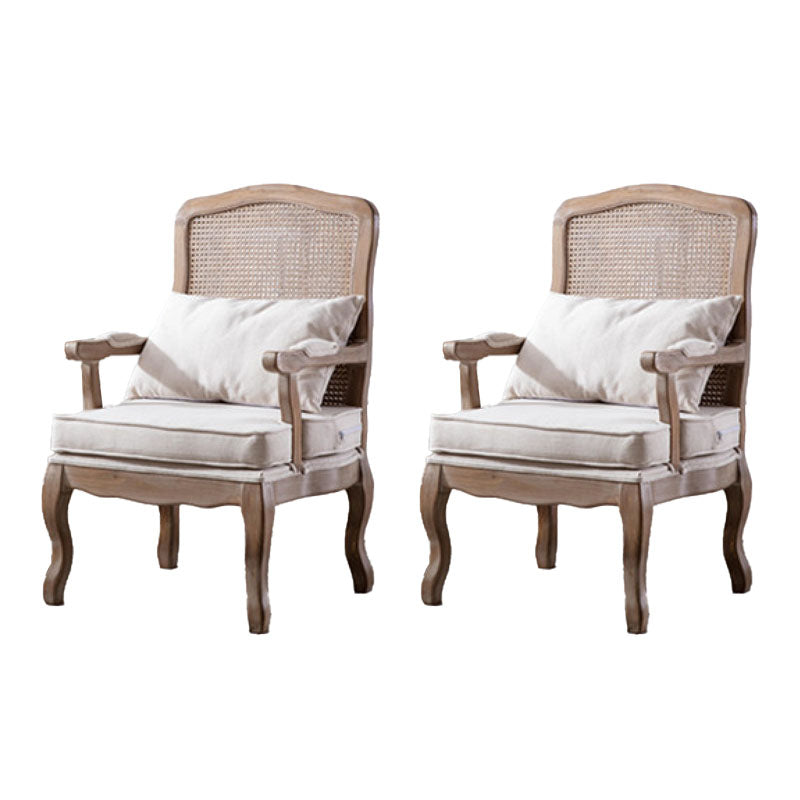 Farmhouse Bedroom Fabric Arm Chair Matte Finish Solid Back Dining Chair Off-White 2 Piece Set Clearhalo ' kitchen&dining_furn' 'Dining Chairs' 'Dining Tables & Seating' 'dining_chair' 'furn' 'furn_dining_chair' 'Furniture' 'furniture_dining_chair' 'Kitchen & Dining Furniture' 'kitchen' 4680743