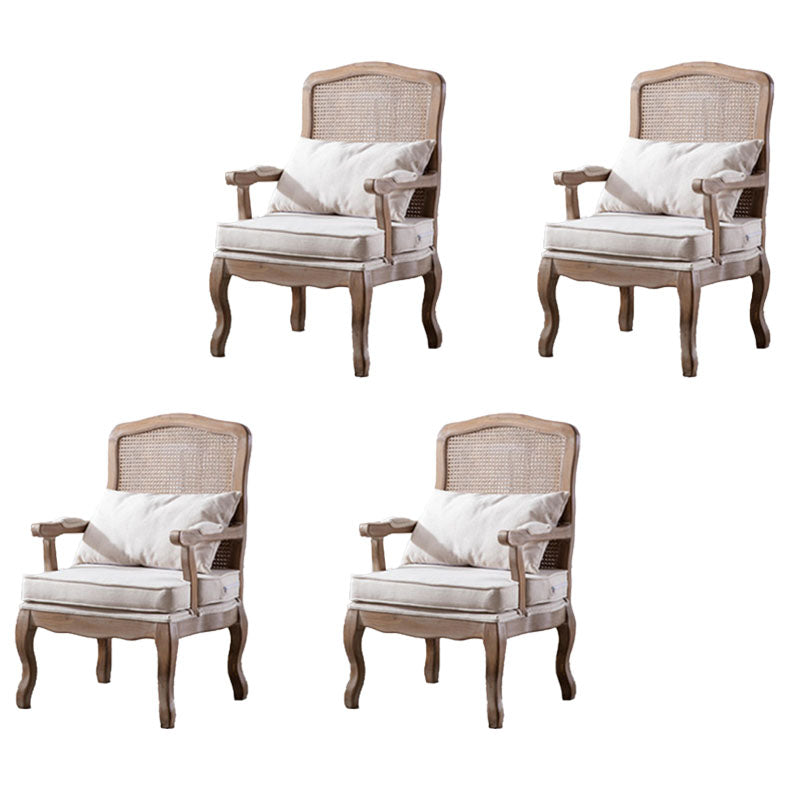 Farmhouse Bedroom Fabric Arm Chair Matte Finish Solid Back Dining Chair Off-White 4 Piece Set Clearhalo ' kitchen&dining_furn' 'Dining Chairs' 'Dining Tables & Seating' 'dining_chair' 'furn' 'furn_dining_chair' 'Furniture' 'furniture_dining_chair' 'Kitchen & Dining Furniture' 'kitchen' 4680744