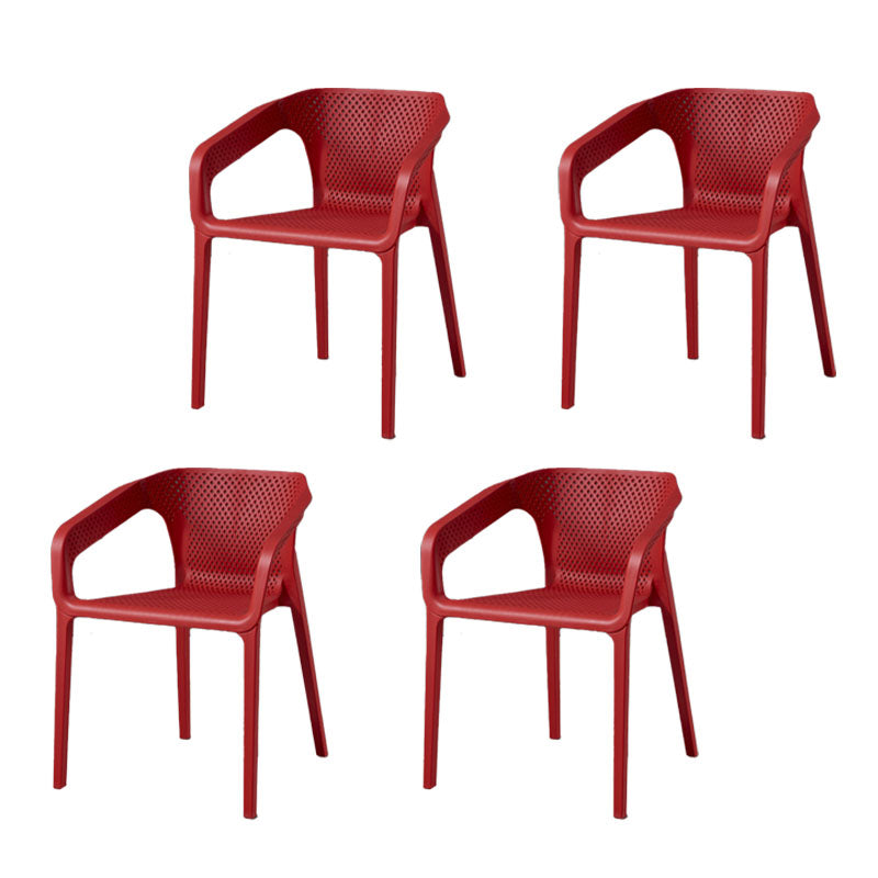 Modern Stackable Chairs Dining Arm Chair with Plastic Legs for Kitchen Red 4 Piece Set Clearhalo ' kitchen&dining_furn' 'Dining Chairs' 'Dining Tables & Seating' 'dining_chair' 'furn' 'furn_dining_chair' 'Furniture' 'furniture_dining_chair' 'Kitchen & Dining Furniture' 'kitchen' 4680753