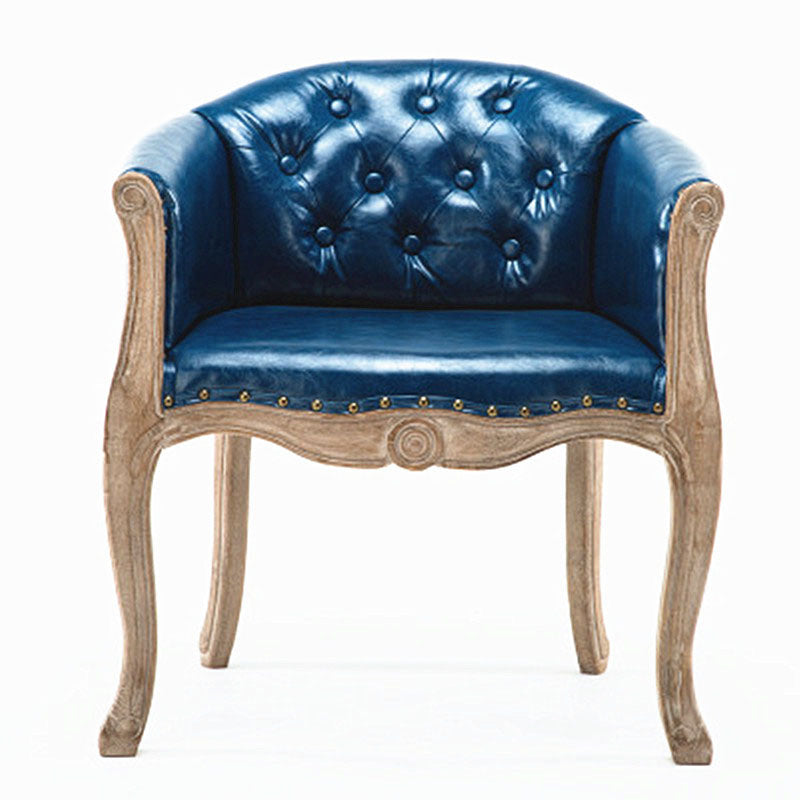 Farmhouse Brasserie Upholstered Arm Chair Matte Finish Solid Back Dining Chair Dark Blue 1 Piece Clearhalo ' kitchen&dining_furn' 'Dining Chairs' 'Dining Tables & Seating' 'dining_chair' 'Furniture' 'furniture_dining_chair' 'Kitchen & Dining Furniture' 'kitchen' 4680785