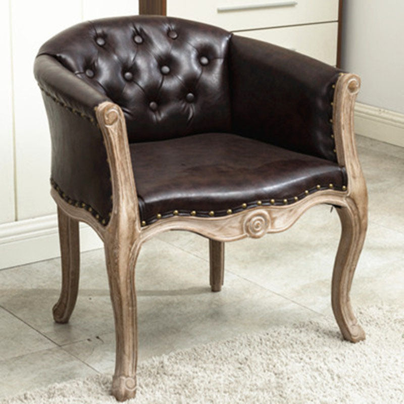 Farmhouse Brasserie Upholstered Arm Chair Matte Finish Solid Back Dining Chair Brown 1 Piece Clearhalo ' kitchen&dining_furn' 'Dining Chairs' 'Dining Tables & Seating' 'dining_chair' 'Furniture' 'furniture_dining_chair' 'Kitchen & Dining Furniture' 'kitchen' 4680789