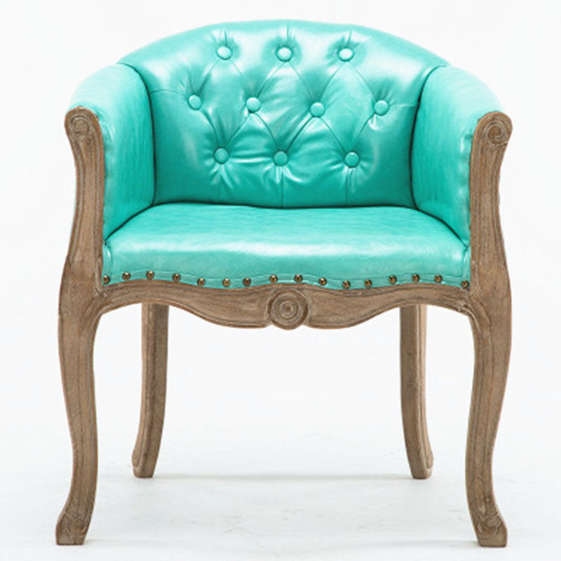Farmhouse Brasserie Upholstered Arm Chair Matte Finish Solid Back Dining Chair Lake Blue 1 Piece Clearhalo ' kitchen&dining_furn' 'Dining Chairs' 'Dining Tables & Seating' 'dining_chair' 'Furniture' 'furniture_dining_chair' 'Kitchen & Dining Furniture' 'kitchen' 4680791