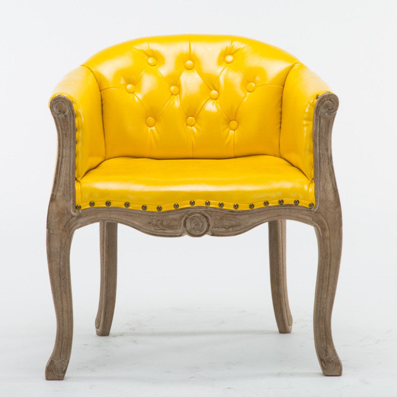 Farmhouse Brasserie Upholstered Arm Chair Matte Finish Solid Back Dining Chair Yellow 1 Piece Clearhalo ' kitchen&dining_furn' 'Dining Chairs' 'Dining Tables & Seating' 'dining_chair' 'Furniture' 'furniture_dining_chair' 'Kitchen & Dining Furniture' 'kitchen' 4680793