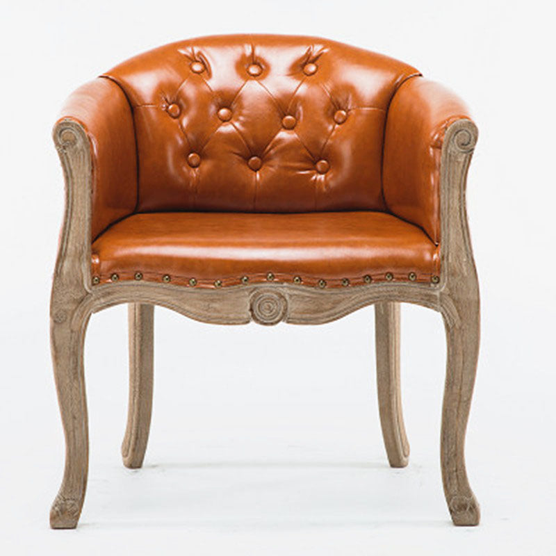 Farmhouse Brasserie Upholstered Arm Chair Matte Finish Solid Back Dining Chair Orange 1 Piece Clearhalo ' kitchen&dining_furn' 'Dining Chairs' 'Dining Tables & Seating' 'dining_chair' 'Furniture' 'furniture_dining_chair' 'Kitchen & Dining Furniture' 'kitchen' 4680796