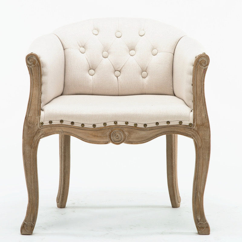 Farmhouse Brasserie Upholstered Arm Chair Matte Finish Solid Back Dining Chair Off-White 1 Piece Clearhalo ' kitchen&dining_furn' 'Dining Chairs' 'Dining Tables & Seating' 'dining_chair' 'Furniture' 'furniture_dining_chair' 'Kitchen & Dining Furniture' 'kitchen' 4680797