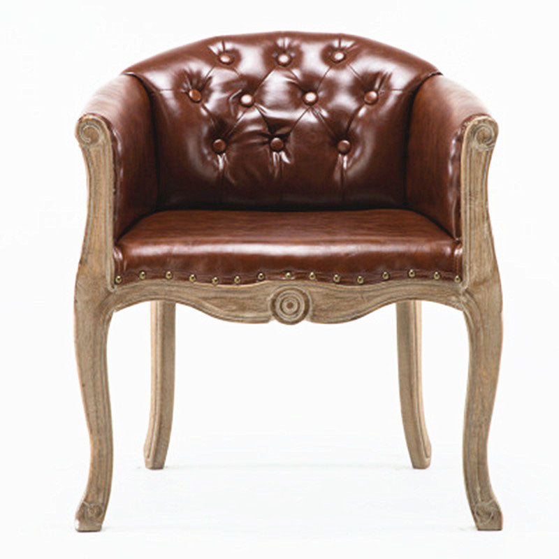 Farmhouse Brasserie Upholstered Arm Chair Matte Finish Solid Back Dining Chair Light Brown 1 Piece Clearhalo ' kitchen&dining_furn' 'Dining Chairs' 'Dining Tables & Seating' 'dining_chair' 'Furniture' 'furniture_dining_chair' 'Kitchen & Dining Furniture' 'kitchen' 4680798