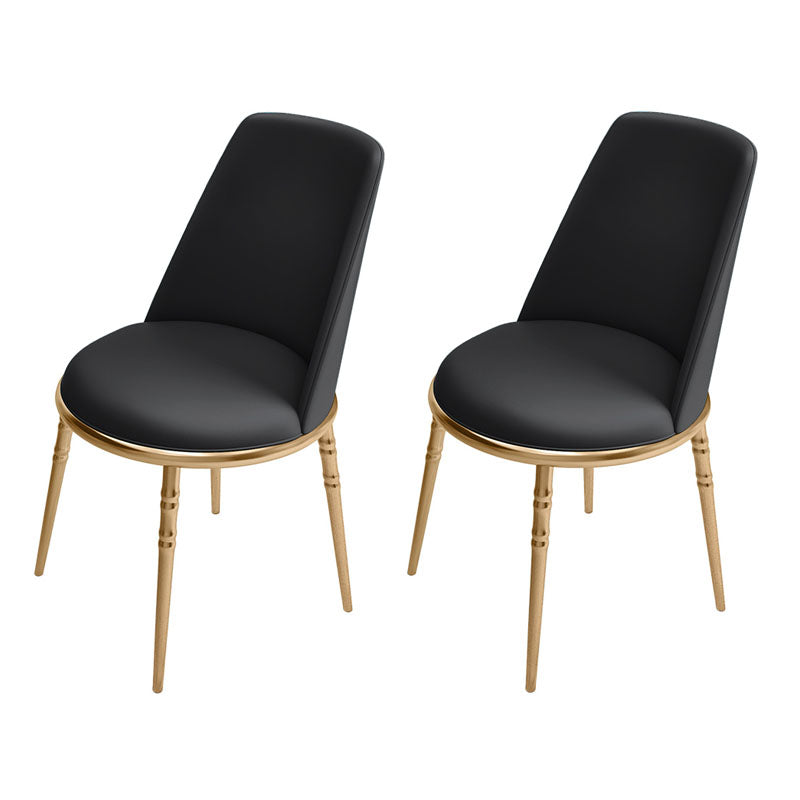Scandinavian Faux Leather Side Chair for Home Armless Solid Back Chair Black 2 Piece Set Clearhalo ' kitchen&dining_furn' 'Dining Chairs' 'Dining Tables & Seating' 'dining_chair' 'furn' 'furn_dining_chair' 'Furniture' 'furniture_dining_chair' 'Kitchen & Dining Furniture' 'kitchen' 4680815