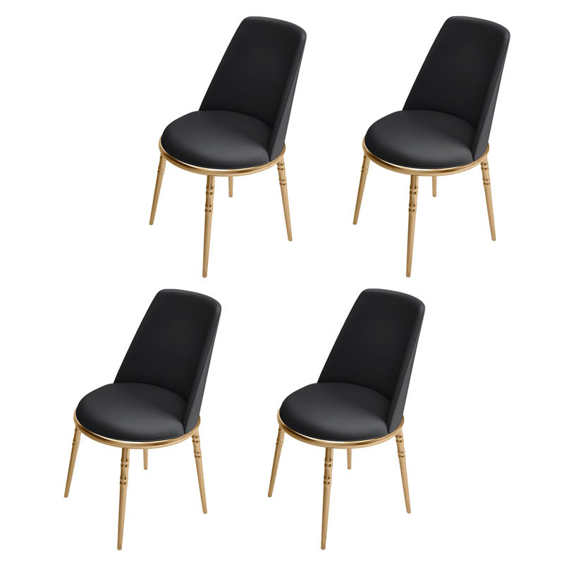 Scandinavian Faux Leather Side Chair for Home Armless Solid Back Chair Black 4 Piece Set Clearhalo ' kitchen&dining_furn' 'Dining Chairs' 'Dining Tables & Seating' 'dining_chair' 'furn' 'furn_dining_chair' 'Furniture' 'furniture_dining_chair' 'Kitchen & Dining Furniture' 'kitchen' 4680817