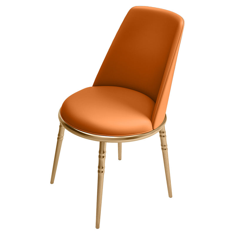 Scandinavian Faux Leather Side Chair for Home Armless Solid Back Chair Orange 1 Piece Clearhalo ' kitchen&dining_furn' 'Dining Chairs' 'Dining Tables & Seating' 'dining_chair' 'furn' 'furn_dining_chair' 'Furniture' 'furniture_dining_chair' 'Kitchen & Dining Furniture' 'kitchen' 4680819