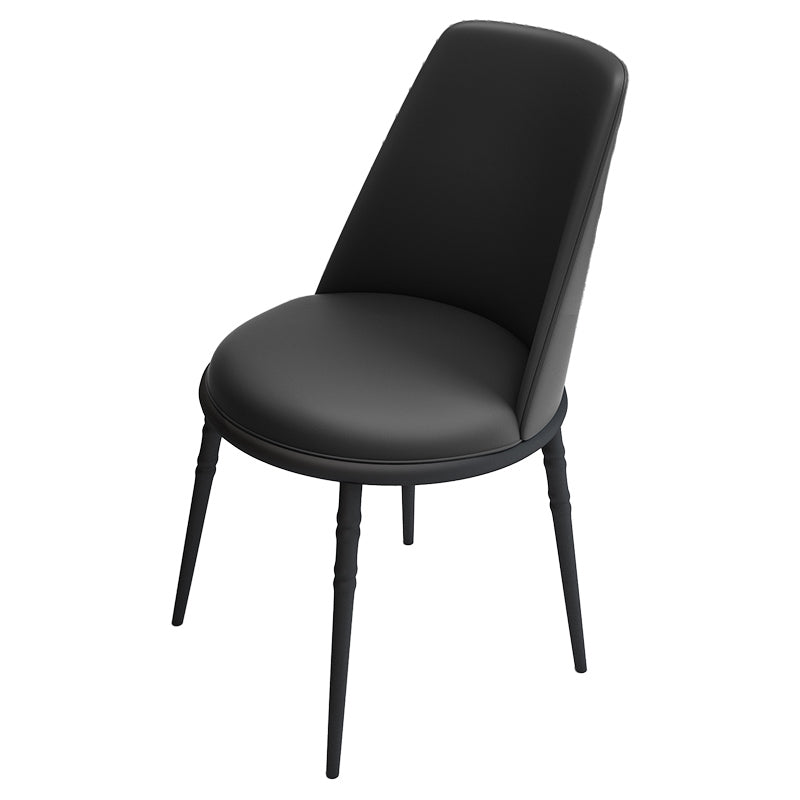Scandinavian Faux Leather Side Chair for Home Armless Solid Back Chair Gloss Black 1 Piece Clearhalo ' kitchen&dining_furn' 'Dining Chairs' 'Dining Tables & Seating' 'dining_chair' 'furn' 'furn_dining_chair' 'Furniture' 'furniture_dining_chair' 'Kitchen & Dining Furniture' 'kitchen' 4680824