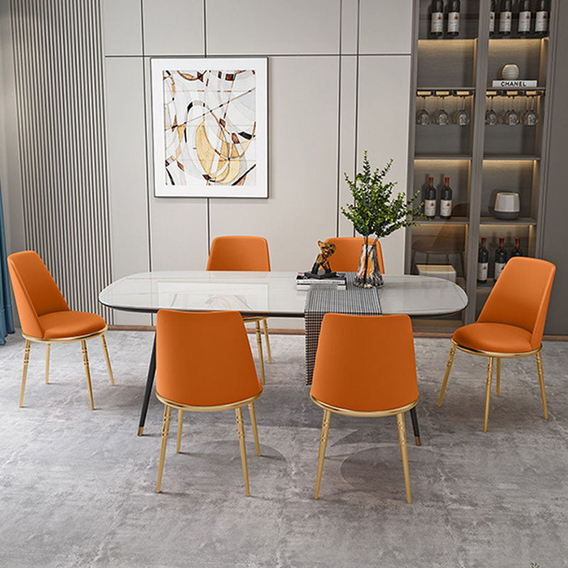 Scandinavian Faux Leather Side Chair for Home Armless Solid Back Chair Clearhalo ' kitchen&dining_furn' 'Dining Chairs' 'Dining Tables & Seating' 'dining_chair' 'furn' 'furn_dining_chair' 'Furniture' 'furniture_dining_chair' 'Kitchen & Dining Furniture' 'kitchen' 4680825