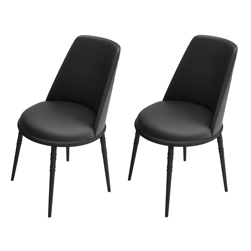 Scandinavian Faux Leather Side Chair for Home Armless Solid Back Chair Gloss Black 2 Piece Set Clearhalo ' kitchen&dining_furn' 'Dining Chairs' 'Dining Tables & Seating' 'dining_chair' 'furn' 'furn_dining_chair' 'Furniture' 'furniture_dining_chair' 'Kitchen & Dining Furniture' 'kitchen' 4680826