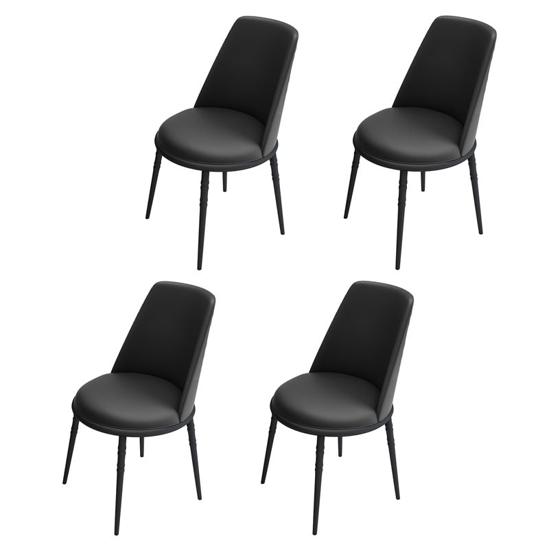 Scandinavian Faux Leather Side Chair for Home Armless Solid Back Chair Gloss Black 4 Piece Set Clearhalo ' kitchen&dining_furn' 'Dining Chairs' 'Dining Tables & Seating' 'dining_chair' 'furn' 'furn_dining_chair' 'Furniture' 'furniture_dining_chair' 'Kitchen & Dining Furniture' 'kitchen' 4680827