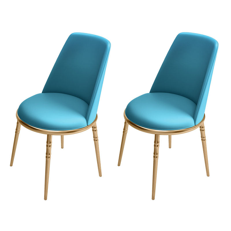 Scandinavian Faux Leather Side Chair for Home Armless Solid Back Chair Blue 2 Piece Set Clearhalo ' kitchen&dining_furn' 'Dining Chairs' 'Dining Tables & Seating' 'dining_chair' 'furn' 'furn_dining_chair' 'Furniture' 'furniture_dining_chair' 'Kitchen & Dining Furniture' 'kitchen' 4680829