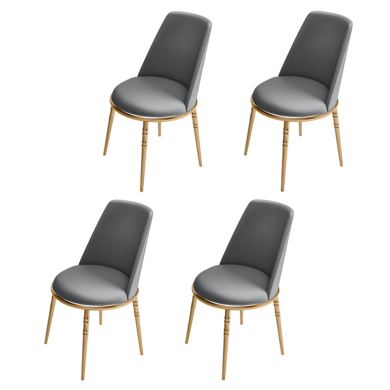 Scandinavian Faux Leather Side Chair for Home Armless Solid Back Chair Silver Gray 4 Piece Set Clearhalo ' kitchen&dining_furn' 'Dining Chairs' 'Dining Tables & Seating' 'dining_chair' 'furn' 'furn_dining_chair' 'Furniture' 'furniture_dining_chair' 'Kitchen & Dining Furniture' 'kitchen' 4680833