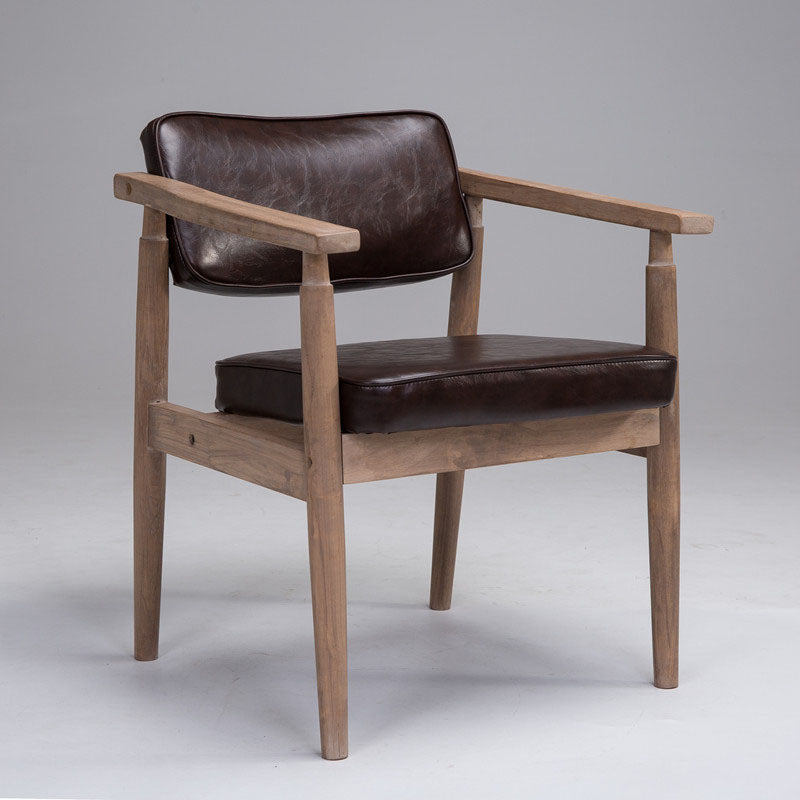 Farmhouse Coffee Shop Open Arm Chair Leather Matte Finish Dining Chair Dark Coffee 1 Piece Gray Clearhalo ' kitchen&dining_furn' 'Dining Chairs' 'Dining Tables & Seating' 'dining_chair' 'furn' 'furn_dining_chair' 'Furniture' 'furniture_dining_chair' 'Kitchen & Dining Furniture' 'kitchen' 4680844