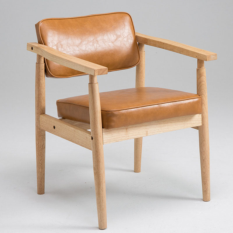 Farmhouse Coffee Shop Open Arm Chair Leather Matte Finish Dining Chair Orange 1 Piece Natural Wood Clearhalo ' kitchen&dining_furn' 'Dining Chairs' 'Dining Tables & Seating' 'dining_chair' 'furn' 'furn_dining_chair' 'Furniture' 'furniture_dining_chair' 'Kitchen & Dining Furniture' 'kitchen' 4680847