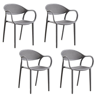 Modern Stackable Chair Dining Arm Chair with Plastic Legs for Kitchen Grey 4 Piece Set Clearhalo ' kitchen&dining_furn' 'Dining Chairs' 'Dining Tables & Seating' 'dining_chair' 'furn' 'furn_dining_chair' 'Furniture' 'furniture_dining_chair' 'Kitchen & Dining Furniture' 'kitchen' 4680872