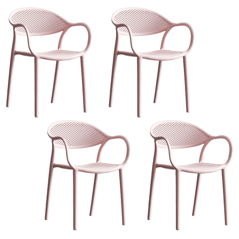 Modern Stackable Chair Dining Arm Chair with Plastic Legs for Kitchen Pink 4 Piece Set Clearhalo ' kitchen&dining_furn' 'Dining Chairs' 'Dining Tables & Seating' 'dining_chair' 'furn' 'furn_dining_chair' 'Furniture' 'furniture_dining_chair' 'Kitchen & Dining Furniture' 'kitchen' 4680875