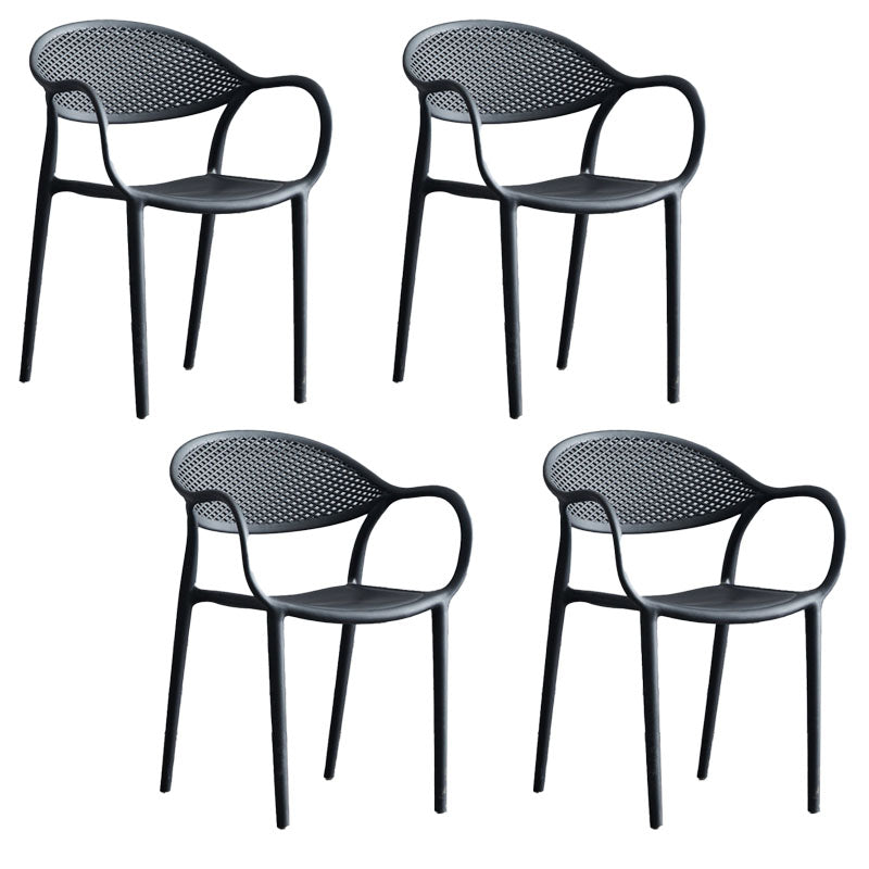Modern Stackable Chair Dining Arm Chair with Plastic Legs for Kitchen Black 4 Piece Set Clearhalo ' kitchen&dining_furn' 'Dining Chairs' 'Dining Tables & Seating' 'dining_chair' 'furn' 'furn_dining_chair' 'Furniture' 'furniture_dining_chair' 'Kitchen & Dining Furniture' 'kitchen' 4680878