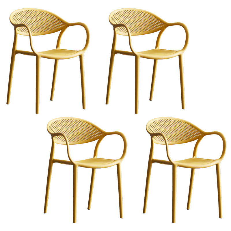 Modern Stackable Chair Dining Arm Chair with Plastic Legs for Kitchen Ginger 4 Piece Set Clearhalo ' kitchen&dining_furn' 'Dining Chairs' 'Dining Tables & Seating' 'dining_chair' 'furn' 'furn_dining_chair' 'Furniture' 'furniture_dining_chair' 'Kitchen & Dining Furniture' 'kitchen' 4680880