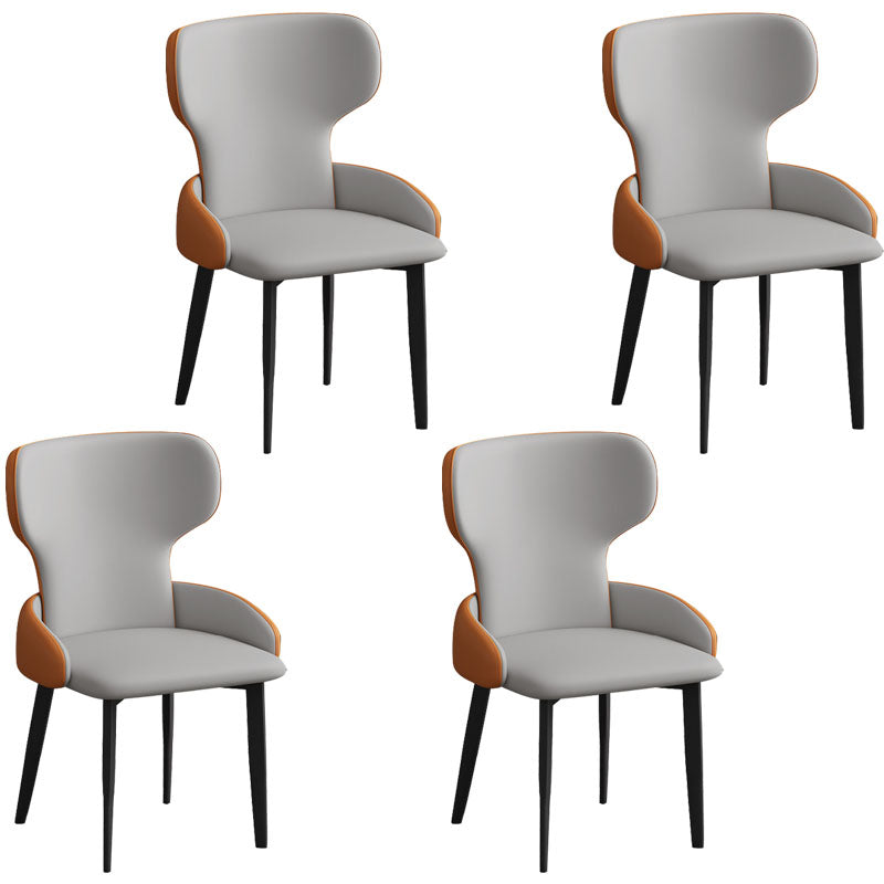 Modern Style Dining Chair Wingback Arm Chairs with Metal Legs for Kitchen Orange-Gray Set of 4 Clearhalo ' kitchen&dining_furn' 'Dining Chairs' 'Dining Tables & Seating' 'dining_chair' 'Furniture' 'furniture_dining_chair' 'Kitchen & Dining Furniture' 'kitchen' 4680924