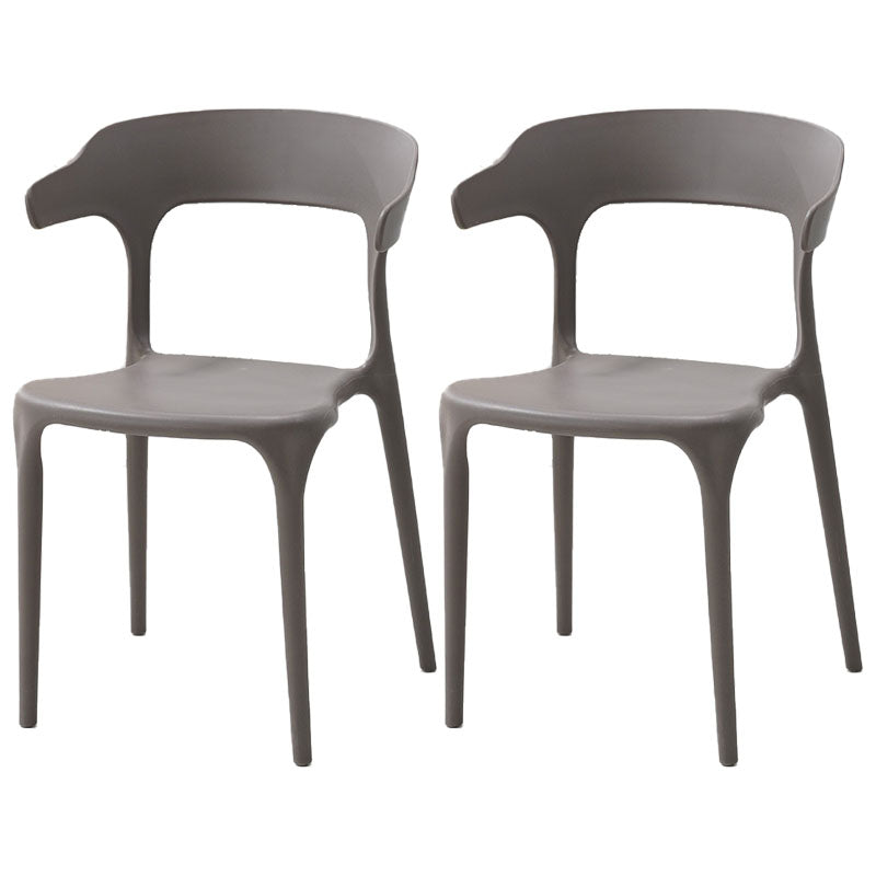 Modern Style Stackable Chairs Dining Armless Open Back Chair with Plastic Legs for Kitchen Dark Gray 2 Piece Set Clearhalo ' kitchen&dining_furn' 'Dining Chairs' 'Dining Tables & Seating' 'dining_chair' 'furn' 'furn_dining_chair' 'Furniture' 'furniture_dining_chair' 'Kitchen & Dining Furniture' 'kitchen' 4680936