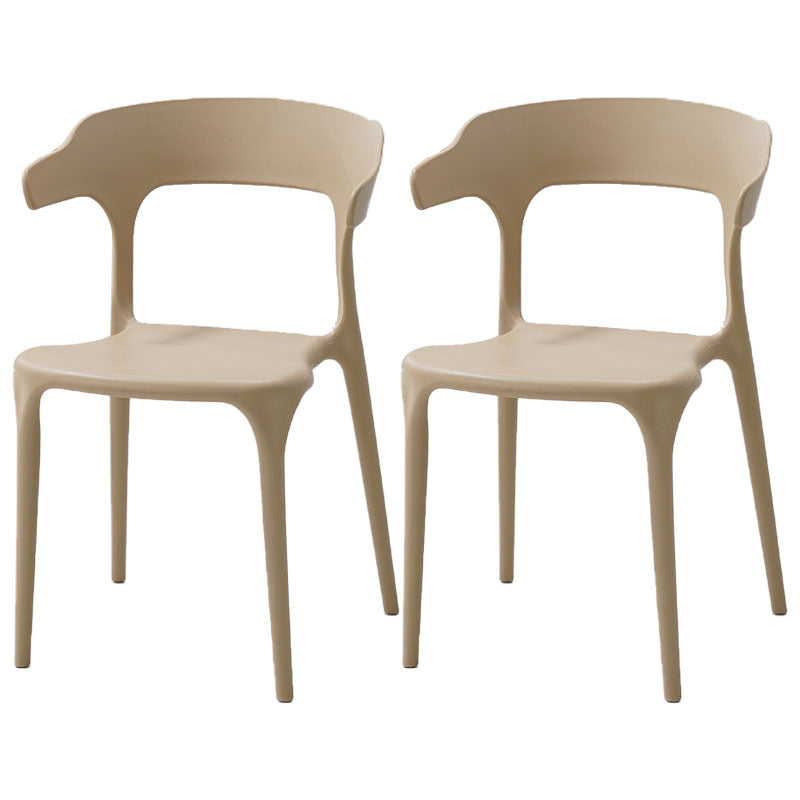 Modern Style Stackable Chairs Dining Armless Open Back Chair with Plastic Legs for Kitchen Camel 2 Piece Set Clearhalo ' kitchen&dining_furn' 'Dining Chairs' 'Dining Tables & Seating' 'dining_chair' 'furn' 'furn_dining_chair' 'Furniture' 'furniture_dining_chair' 'Kitchen & Dining Furniture' 'kitchen' 4680939