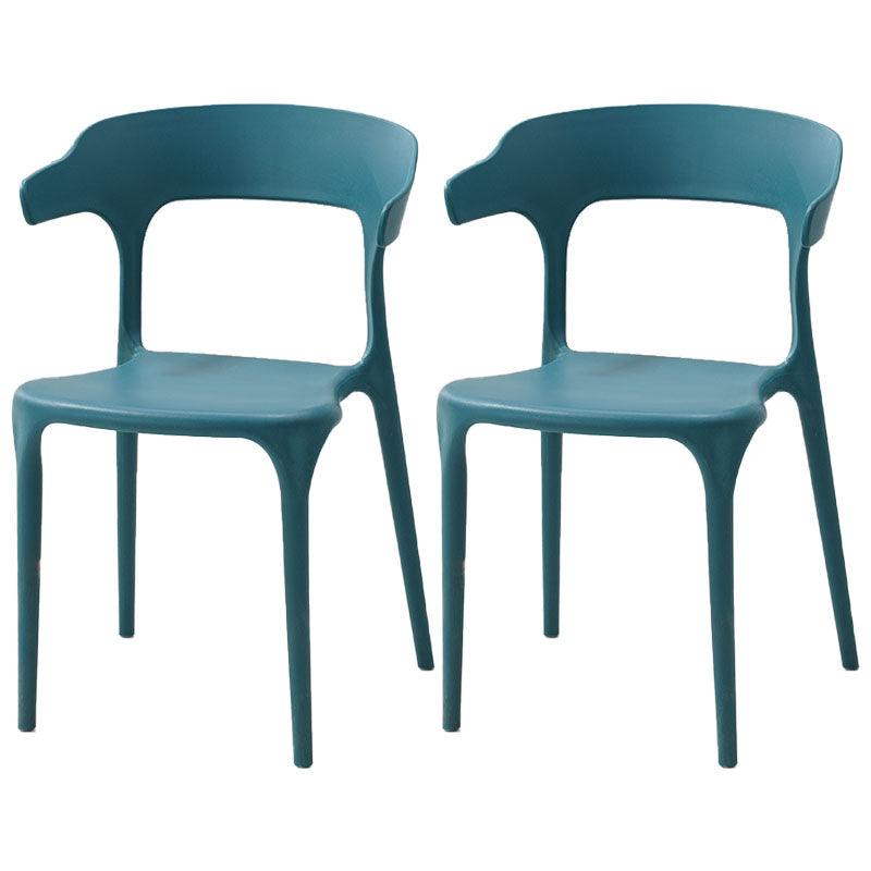 Modern Style Stackable Chairs Dining Armless Open Back Chair with Plastic Legs for Kitchen Blue 2 Piece Set Clearhalo ' kitchen&dining_furn' 'Dining Chairs' 'Dining Tables & Seating' 'dining_chair' 'furn' 'furn_dining_chair' 'Furniture' 'furniture_dining_chair' 'Kitchen & Dining Furniture' 'kitchen' 4680941