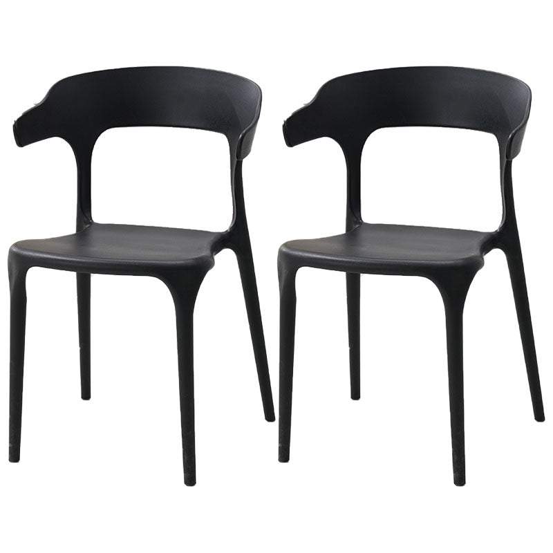 Modern Style Stackable Chairs Dining Armless Open Back Chair with Plastic Legs for Kitchen Black 2 Piece Set Clearhalo ' kitchen&dining_furn' 'Dining Chairs' 'Dining Tables & Seating' 'dining_chair' 'furn' 'furn_dining_chair' 'Furniture' 'furniture_dining_chair' 'Kitchen & Dining Furniture' 'kitchen' 4680948