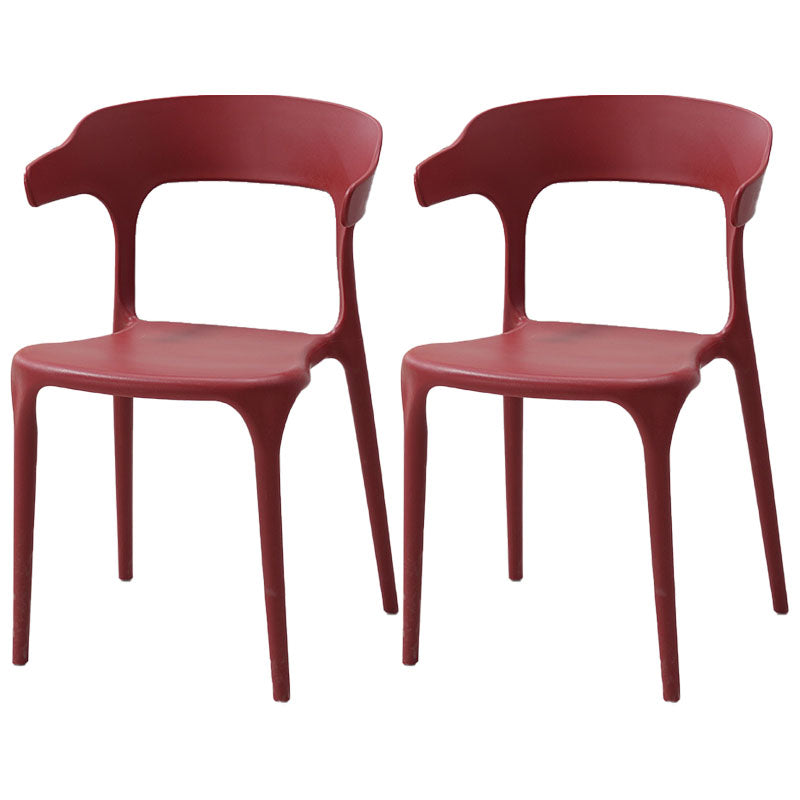 Modern Style Stackable Chairs Dining Armless Open Back Chair with Plastic Legs for Kitchen Red 2 Piece Set Clearhalo ' kitchen&dining_furn' 'Dining Chairs' 'Dining Tables & Seating' 'dining_chair' 'furn' 'furn_dining_chair' 'Furniture' 'furniture_dining_chair' 'Kitchen & Dining Furniture' 'kitchen' 4680949