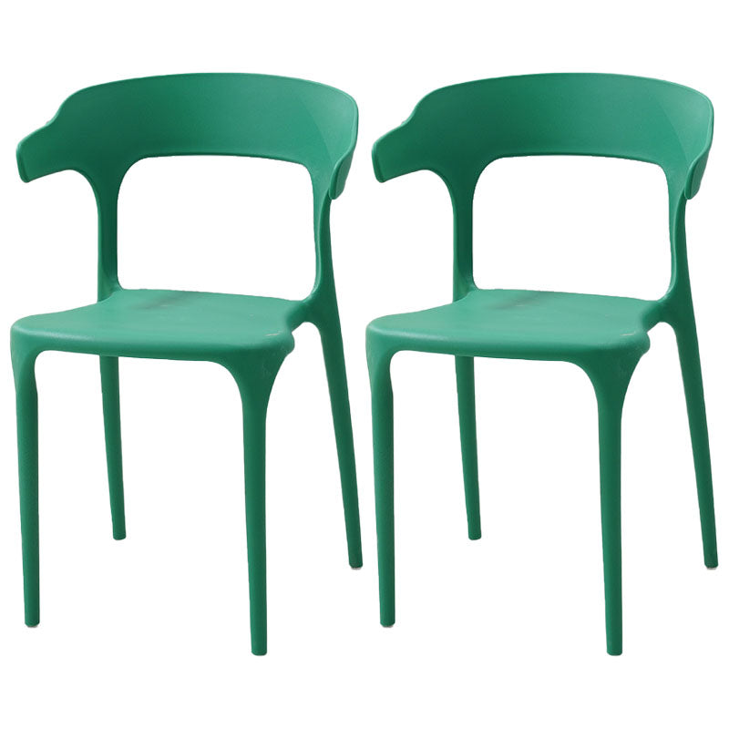 Modern Style Stackable Chairs Dining Armless Open Back Chair with Plastic Legs for Kitchen Green 2 Piece Set Clearhalo ' kitchen&dining_furn' 'Dining Chairs' 'Dining Tables & Seating' 'dining_chair' 'furn' 'furn_dining_chair' 'Furniture' 'furniture_dining_chair' 'Kitchen & Dining Furniture' 'kitchen' 4680951