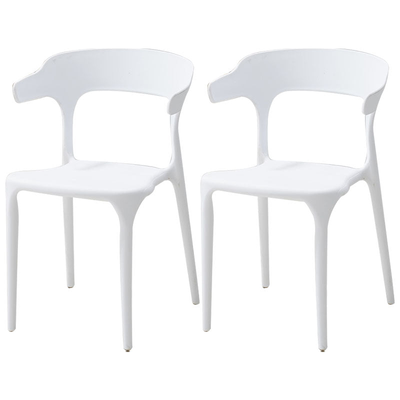 Modern Style Stackable Chairs Dining Armless Open Back Chair with Plastic Legs for Kitchen White 2 Piece Set Clearhalo ' kitchen&dining_furn' 'Dining Chairs' 'Dining Tables & Seating' 'dining_chair' 'furn' 'furn_dining_chair' 'Furniture' 'furniture_dining_chair' 'Kitchen & Dining Furniture' 'kitchen' 4680953