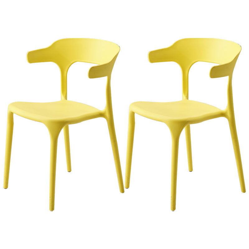 Modern Style Stackable Chairs Dining Armless Open Back Chair with Plastic Legs for Kitchen Light Yellow 2 Piece Set Clearhalo ' kitchen&dining_furn' 'Dining Chairs' 'Dining Tables & Seating' 'dining_chair' 'furn' 'furn_dining_chair' 'Furniture' 'furniture_dining_chair' 'Kitchen & Dining Furniture' 'kitchen' 4680957