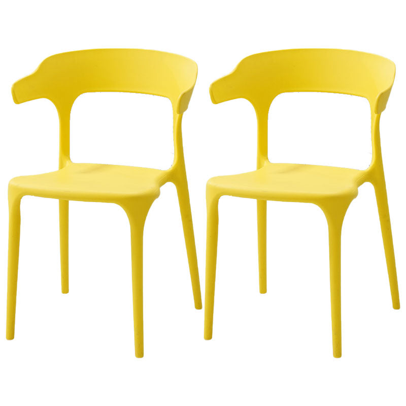Modern Style Stackable Chairs Dining Armless Open Back Chair with Plastic Legs for Kitchen Yellow 2 Piece Set Clearhalo ' kitchen&dining_furn' 'Dining Chairs' 'Dining Tables & Seating' 'dining_chair' 'furn' 'furn_dining_chair' 'Furniture' 'furniture_dining_chair' 'Kitchen & Dining Furniture' 'kitchen' 4680959