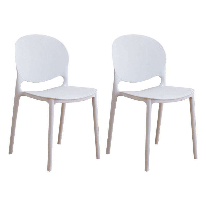 Modern Style Stackable Chair Dining Armless Open Back Chair with Plastic Legs for Kitchen White 2 Piece Set Clearhalo ' kitchen&dining_furn' 'Dining Chairs' 'Dining Tables & Seating' 'dining_chair' 'furn' 'furn_dining_chair' 'Furniture' 'furniture_dining_chair' 'Kitchen & Dining Furniture' 'kitchen' 4680987