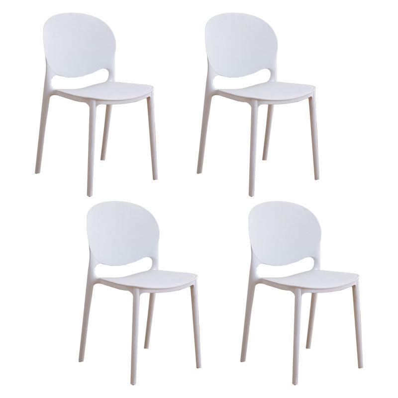 Modern Style Stackable Chair Dining Armless Open Back Chair with Plastic Legs for Kitchen White 4 Piece Set Clearhalo ' kitchen&dining_furn' 'Dining Chairs' 'Dining Tables & Seating' 'dining_chair' 'furn' 'furn_dining_chair' 'Furniture' 'furniture_dining_chair' 'Kitchen & Dining Furniture' 'kitchen' 4680988