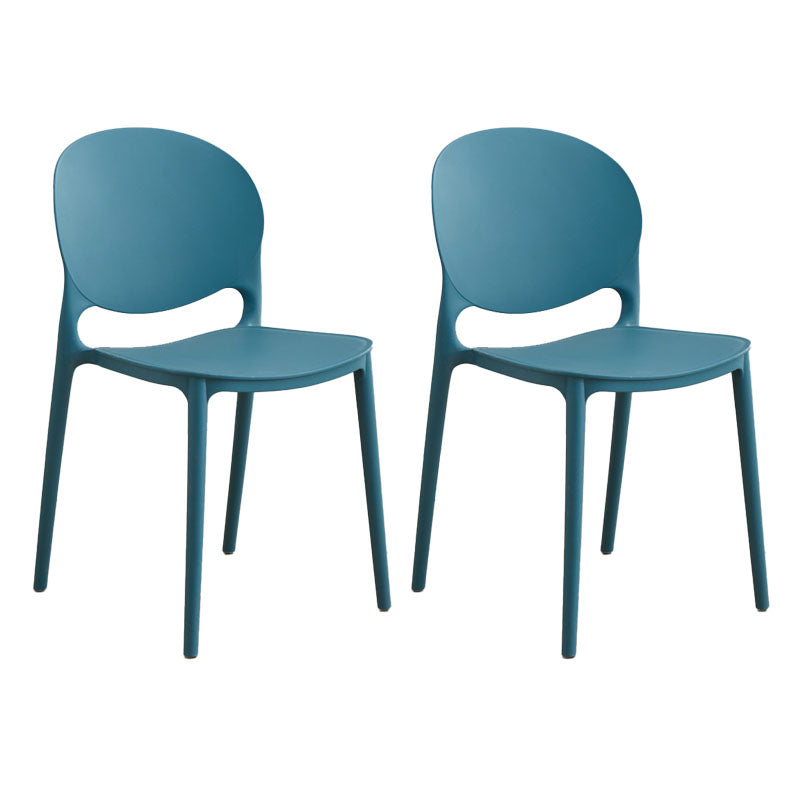 Modern Style Stackable Chair Dining Armless Open Back Chair with Plastic Legs for Kitchen Dark Blue 2 Piece Set Clearhalo ' kitchen&dining_furn' 'Dining Chairs' 'Dining Tables & Seating' 'dining_chair' 'furn' 'furn_dining_chair' 'Furniture' 'furniture_dining_chair' 'Kitchen & Dining Furniture' 'kitchen' 4680990