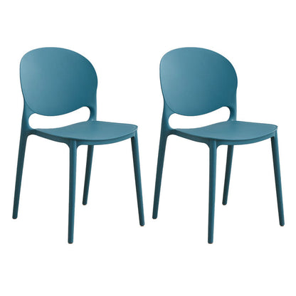 Modern Style Stackable Chair Dining Armless Open Back Chair with Plastic Legs for Kitchen Dark Blue 2 Piece Set Clearhalo ' kitchen&dining_furn' 'Dining Chairs' 'Dining Tables & Seating' 'dining_chair' 'furn' 'furn_dining_chair' 'Furniture' 'furniture_dining_chair' 'Kitchen & Dining Furniture' 'kitchen' 4680990