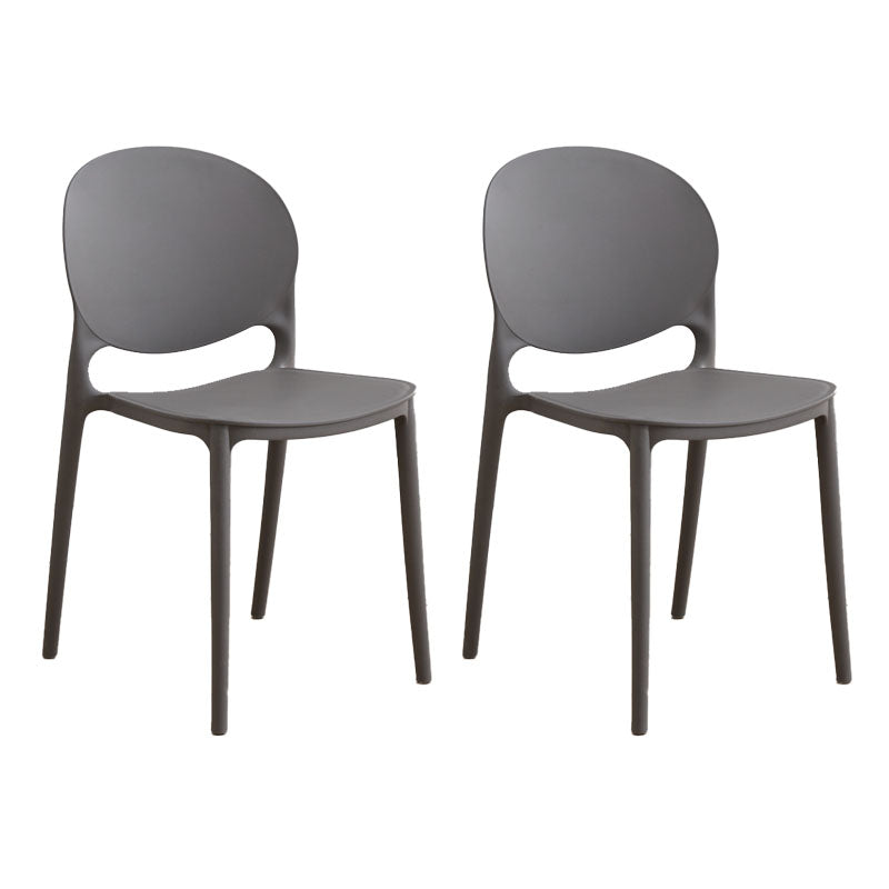 Modern Style Stackable Chair Dining Armless Open Back Chair with Plastic Legs for Kitchen Dark Gray 2 Piece Set Clearhalo ' kitchen&dining_furn' 'Dining Chairs' 'Dining Tables & Seating' 'dining_chair' 'furn' 'furn_dining_chair' 'Furniture' 'furniture_dining_chair' 'Kitchen & Dining Furniture' 'kitchen' 4681003