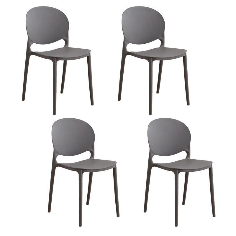 Modern Style Stackable Chair Dining Armless Open Back Chair with Plastic Legs for Kitchen Dark Gray 4 Piece Set Clearhalo ' kitchen&dining_furn' 'Dining Chairs' 'Dining Tables & Seating' 'dining_chair' 'furn' 'furn_dining_chair' 'Furniture' 'furniture_dining_chair' 'Kitchen & Dining Furniture' 'kitchen' 4681005